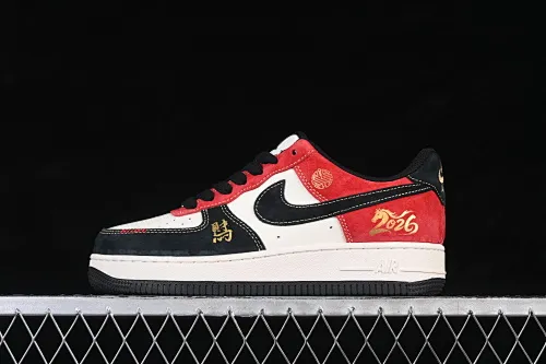 All categories Nk Air Force 1 Air Force series Nk Air Force 1 Low Air Force low-top Nike Air Force 1'07 Low Year of the Horse limited edition Beige, black and red contrast Air Force 1 low-top casual sneakers QW5288-131